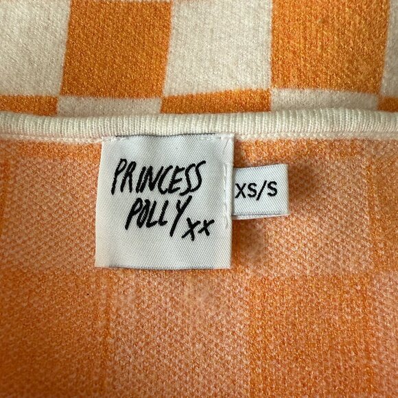 Women's XS/S Princess Polly Orange Checkmate Print Halter Bodycon Knit Mini - Picture 6 of 8
